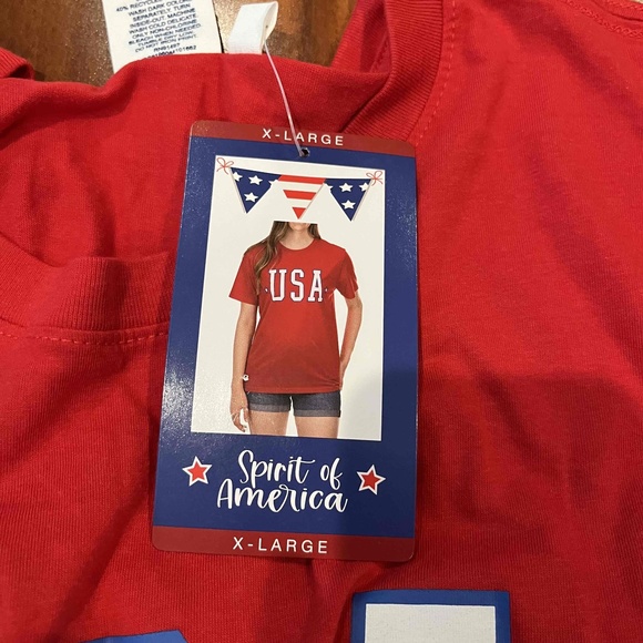 New NWT Spirit Of America USA Red T-Shirt Graphic Print Crew Neck Size‎ XL - Picture 2 of 7